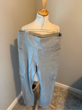 CAbi Light Gray Cropped Cargo Runaway Leggings #6054